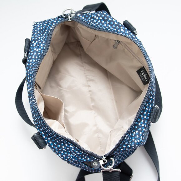 Kipling Flora Shoulder Bag Printed Notes Purse Removable Strap Blue White - Picture 3 of 9